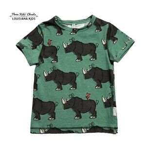 Maxomorra Sz 5-6Y Organic Rhino Rhinoceros Tee Shirt